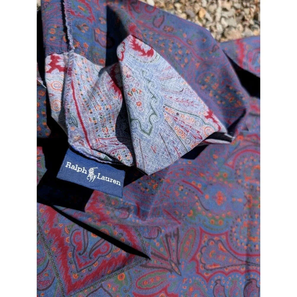Vintage Ralph Lauren Retro Paisley Colored Standard Pillowcase Cotton RN 14927